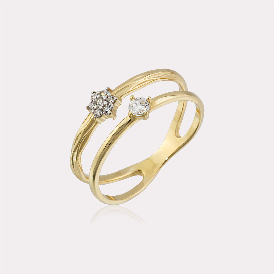 Double Circled Cubic Zirconia Ring