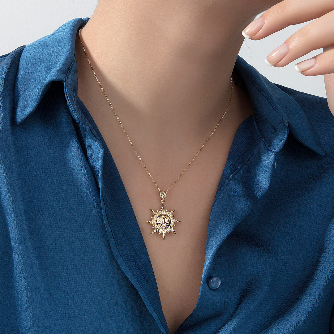 Personalised 18ct Gold Plated Sun & Star Necklace | Hurleyburley