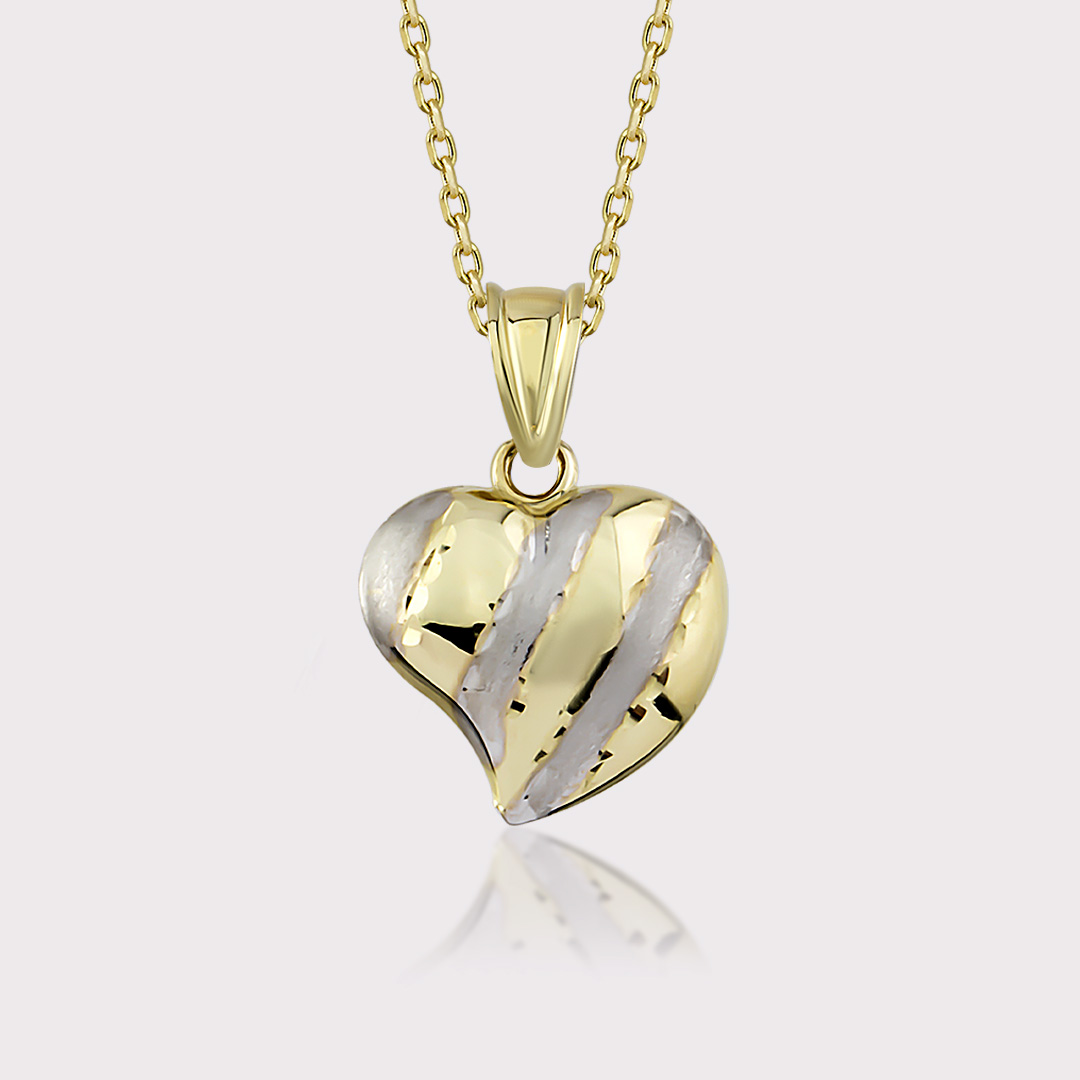 Two Tone Gold Heart Necklace